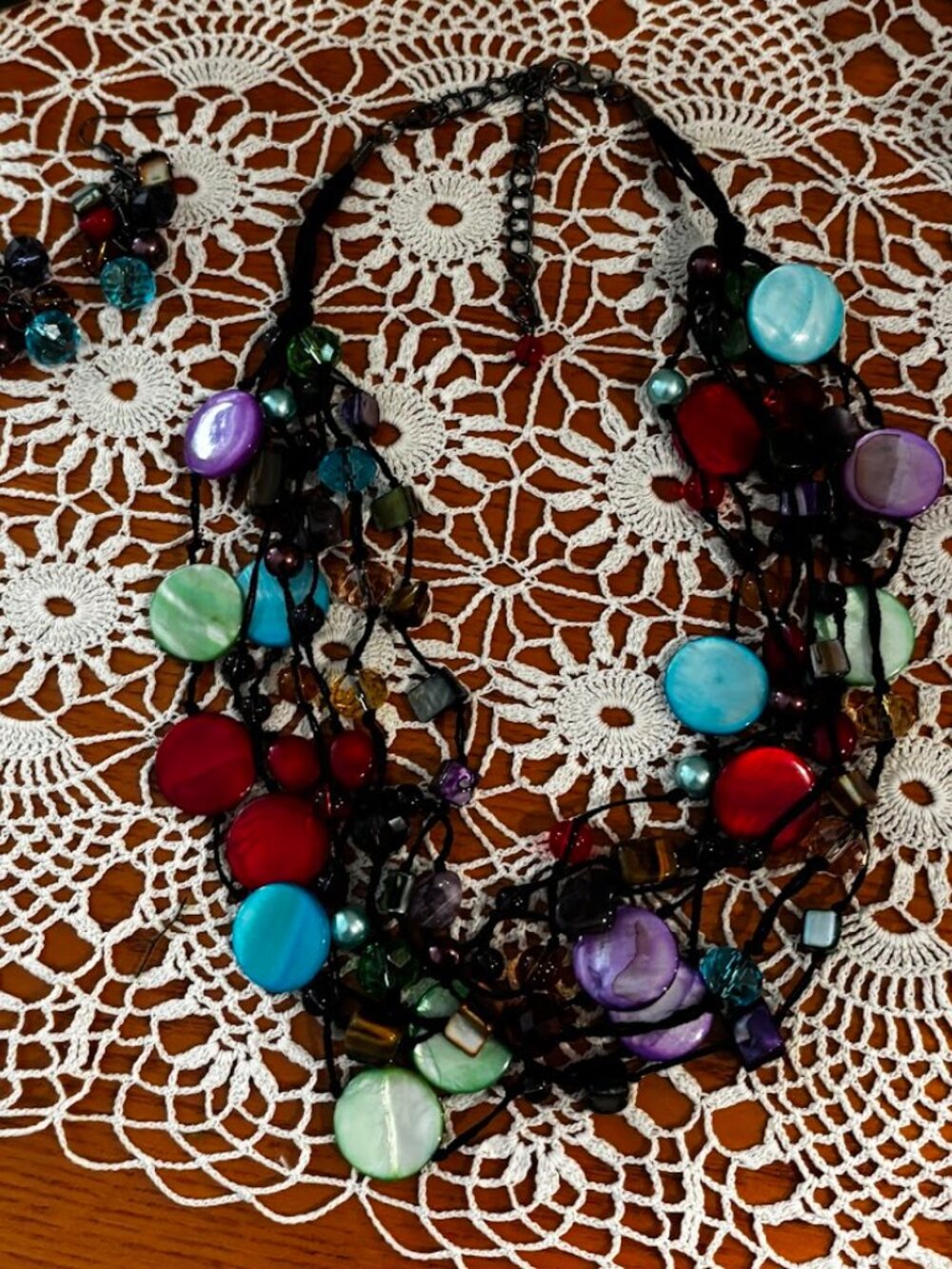Premier Designs "Spectrum" Multicolored Glass Bead Necklace & Earring Set
